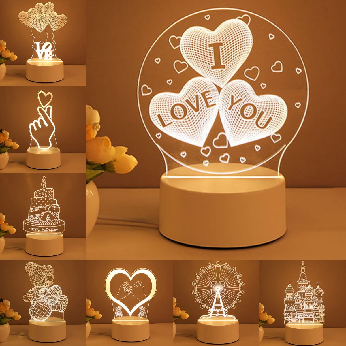 "3D Acrylic USB LED Night Light
Home Decor"